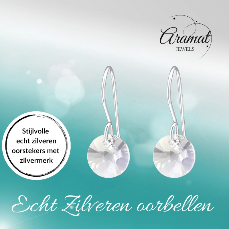 Grijze Kristal Oorhangers Kind - 925 Zilver - oor3260 - 27940 - Oorhangers kopen# - 8mm - 925 Zilver - alles