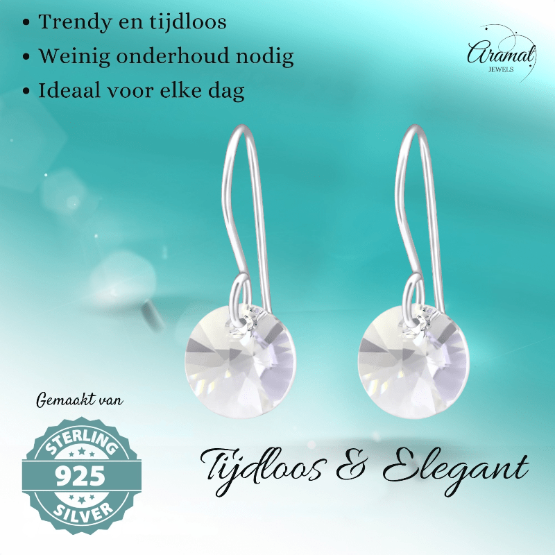 Grijze Kristal Oorhangers Kind - 925 Zilver - oor3260 - 27940 - Oorhangers kopen# - 8mm - 925 Zilver - alles