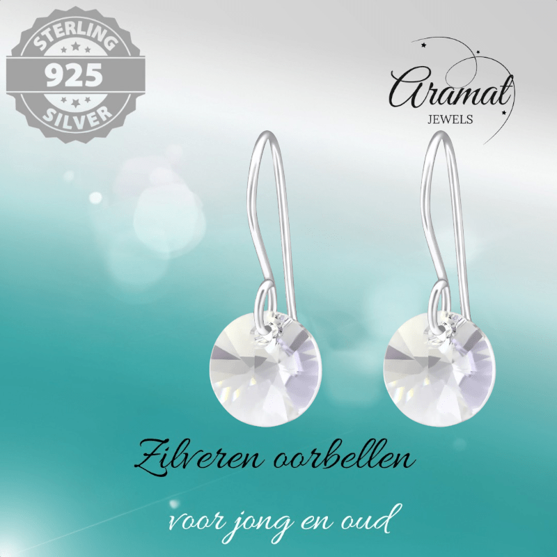 Grijze Kristal Oorhangers Kind - 925 Zilver - oor3260 - 27940 - Oorhangers kopen# - 8mm - 925 Zilver - alles