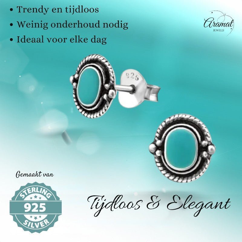 Groene Bali Oorbellen - Zilveren Oorstekers - oor983 - 31323 - Oorbellen kopen