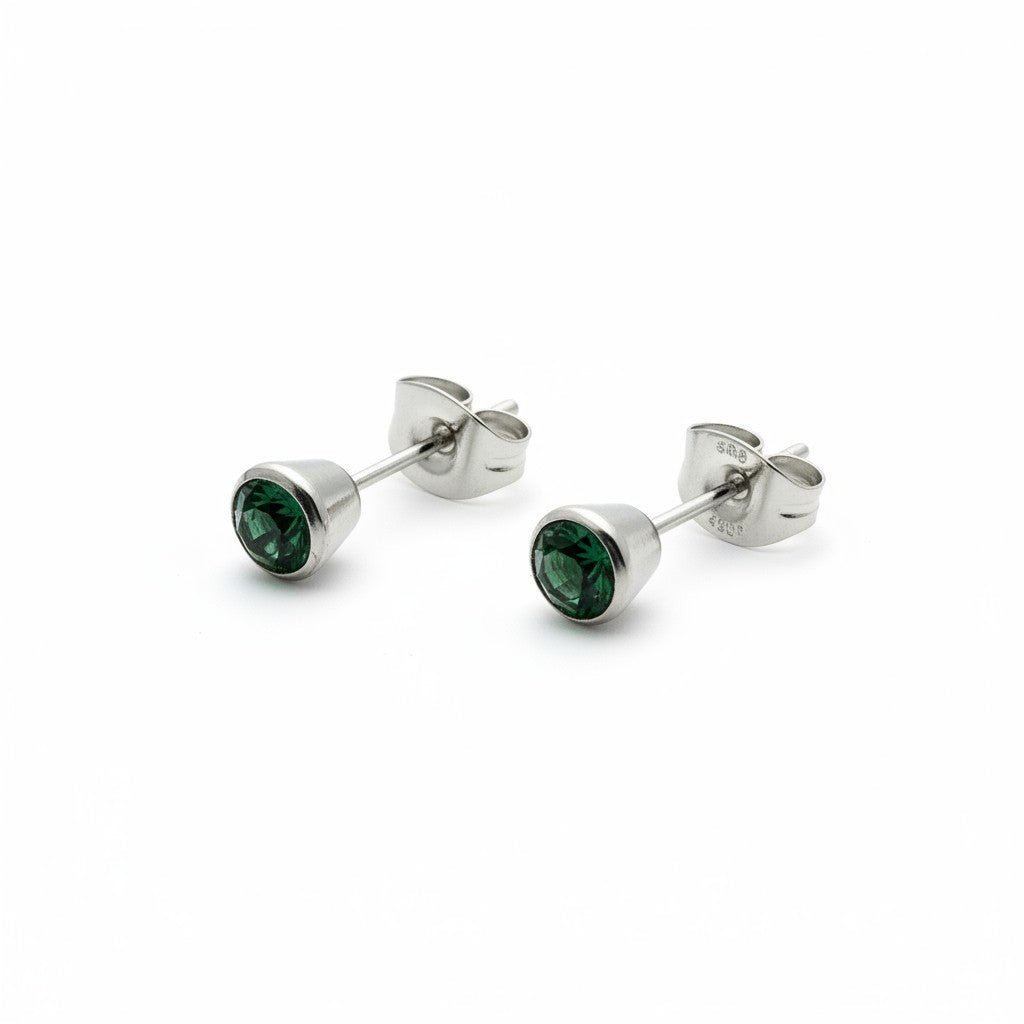 Groene Kristal Stalen Oorbellen - Aramat Jewels - Oorbellen - cadeautip
