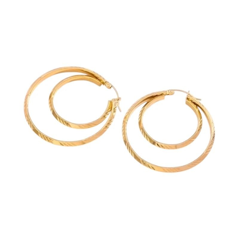 Grote 2 - in - 1 oorringen – 45 mm - goudkleurig RVS - oor6402 - 65010 - Oorringen kopen# - 45mm - alles - cadeau