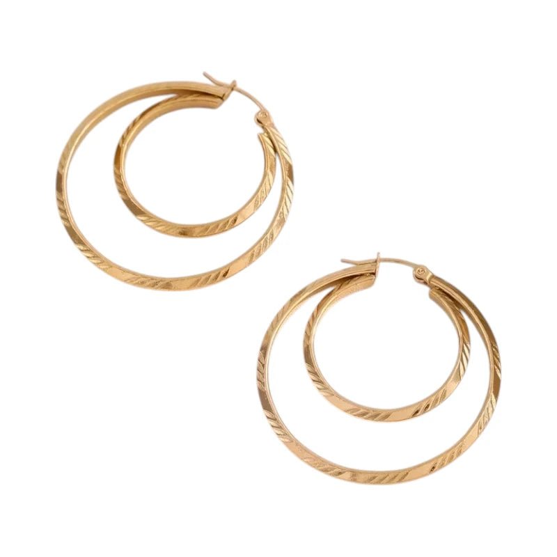 Grote 2 - in - 1 oorringen – 45 mm - goudkleurig RVS - oor6402 - 65010 - Oorringen kopen# - 45mm - alles - cadeau