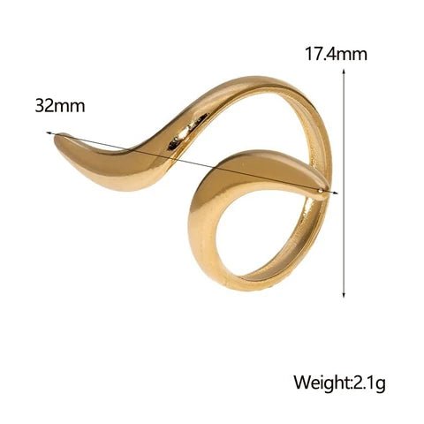 Grote Brede One Size Ring RVS met Lijnen Design (32 mm) - Aramat Jewels - Ringen - cadeautip