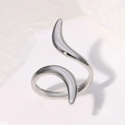 Grote Brede One Size Ring RVS met Lijnen Design (32 mm) - Aramat Jewels - Ringen - cadeautip