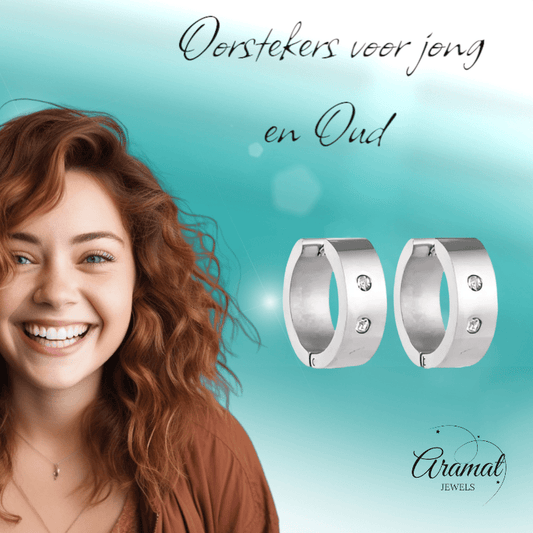 Grote Huggie Oorringen Kristal 20mm - Aramat Jewels - Oorringen - cadeautip