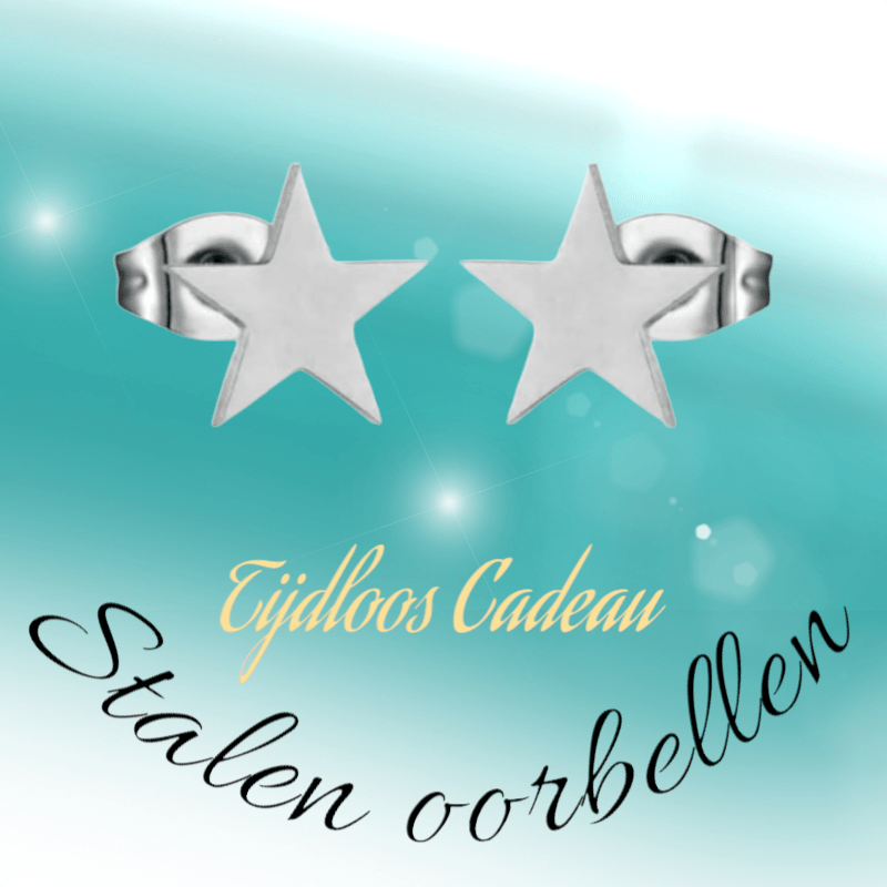 Grote zilverkleurige ster oorstekers – 10mm - Aramat Jewels - Oorbellen - cadeautip