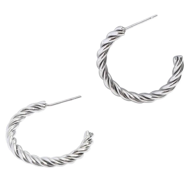 Halve Oorringen RVS Gedraaid Zilverkleurig - oor6383 - 22973 - Oorbellen kopen# - 30mm - alles - cadeau