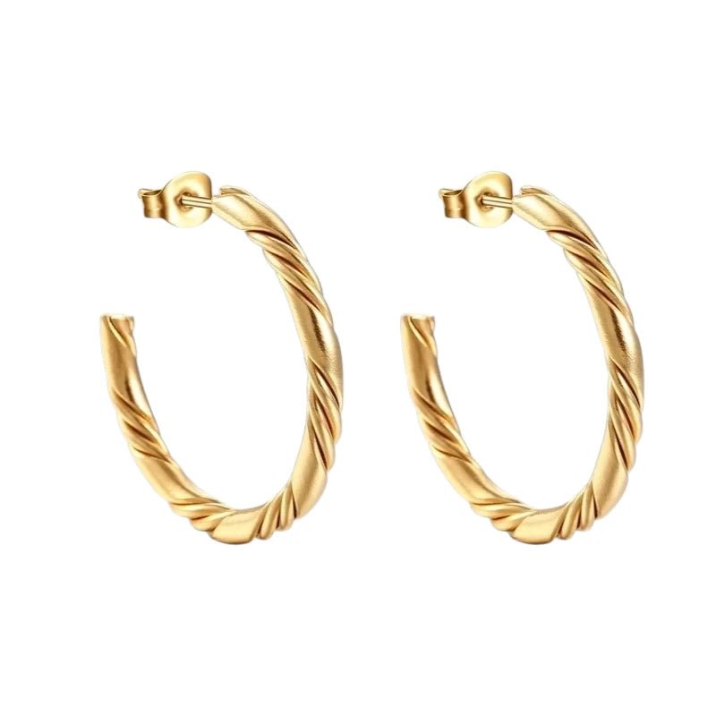 Halve Oorringen RVS Goudkleur 30mm - oor6384 - 22969 - Oorbellen kopen# - 30mm - alles - cadeau