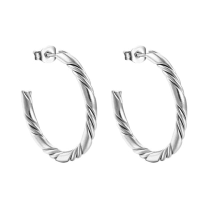 Halve Twisted Hoepel Oorstekers 30mm - Zilverkleur - RVS - oor6244 - 22958 - Oorbellen kopen# - Zilverkleur - 30mm - alles