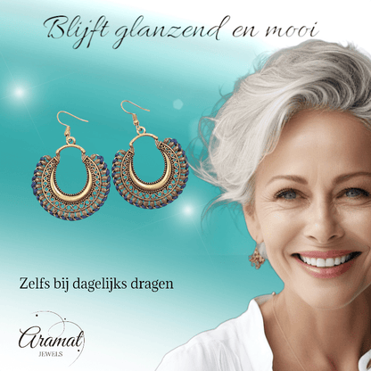 Handgemaakte Boho Oorhangers – Donkerblauw Touw – 60x40mm - oor2975 - Oorhangers kopen# - 60mm - alles - blauw