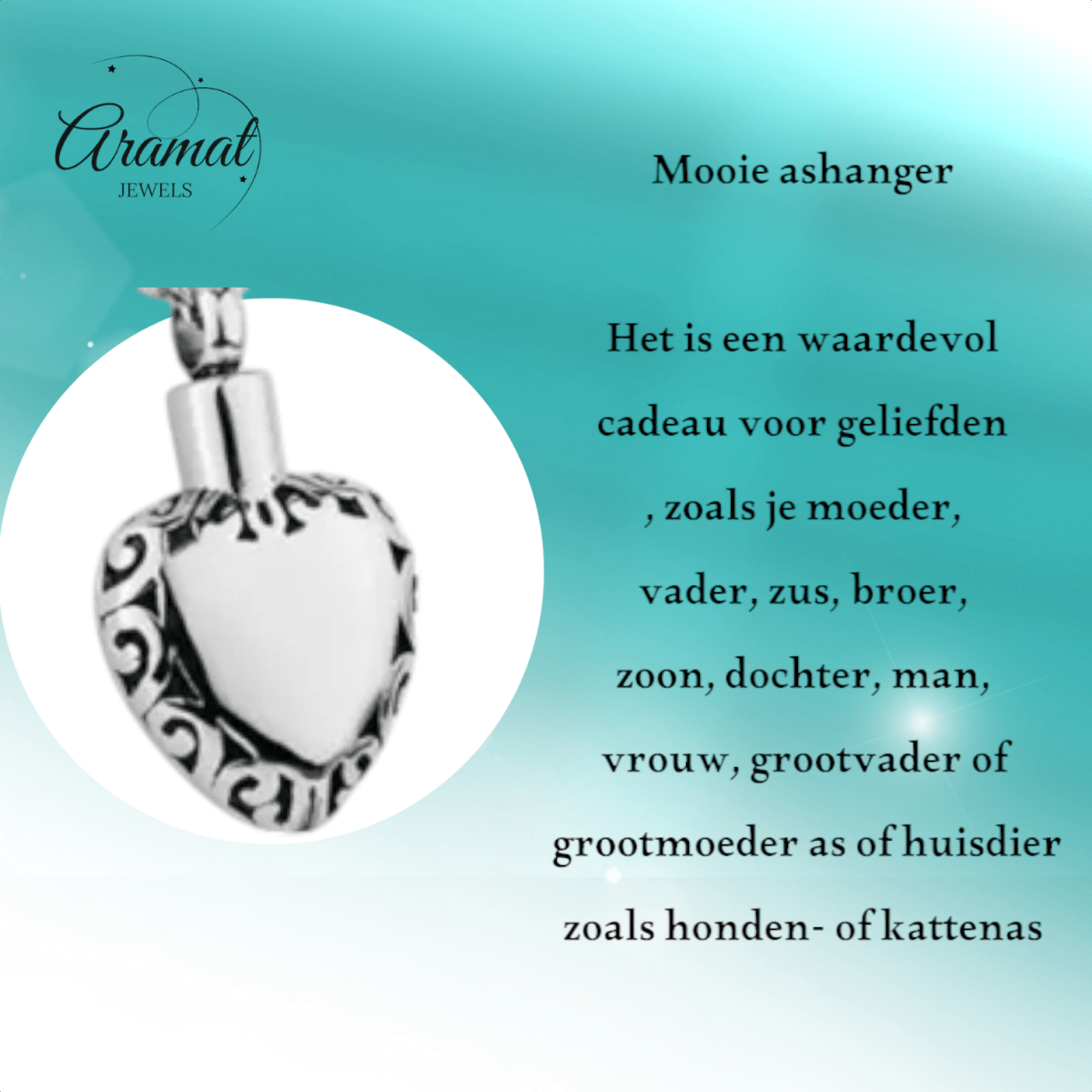 Hart ashanger met sierlijke rand – zilverkleurig - Aramat Jewels - Gedenkhangers - cadeautip