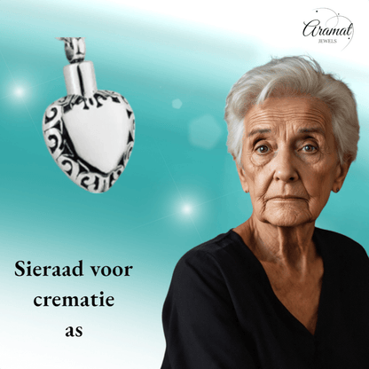 Hart ashanger met sierlijke rand – zilverkleurig - Aramat Jewels - Gedenkhangers - cadeautip