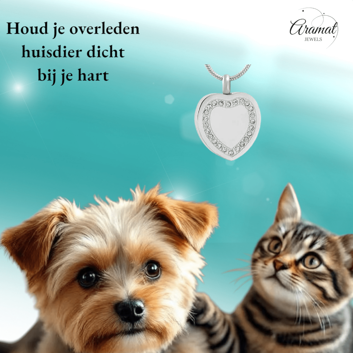 Hart ashanger met zirkonia rand – zilverkleurig - Aramat Jewels - Gedenkhangers - cadeautip