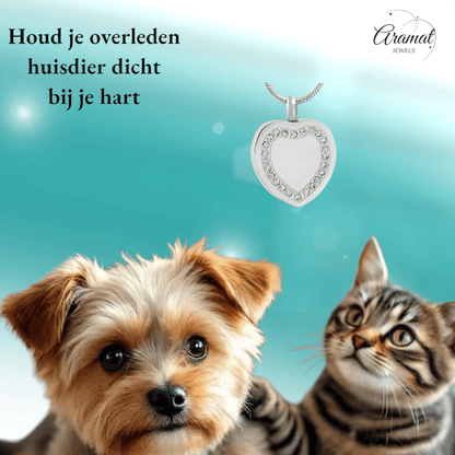 Hart ashanger met zirkonia rand – zilverkleurig - Aramat Jewels - Gedenkhangers - cadeautip