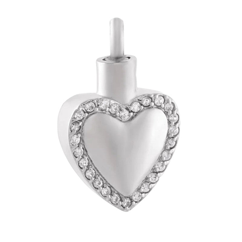Hart ashanger met zirkonia – zilverkleurig staal - Aramat Jewels - Gedenkhangers - cadeautip