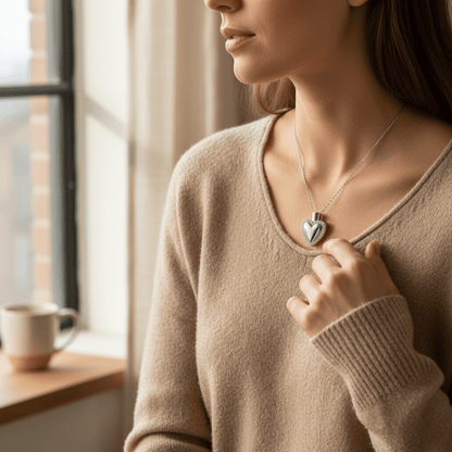 Hart ashanger met zirkonia – zilverkleurig staal - Aramat Jewels - Gedenkhangers - cadeautip