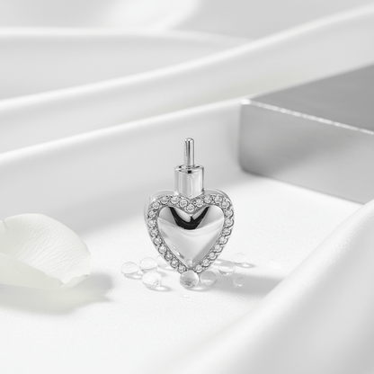 Hart ashanger met zirkonia – zilverkleurig staal - Aramat Jewels - Gedenkhangers - cadeautip