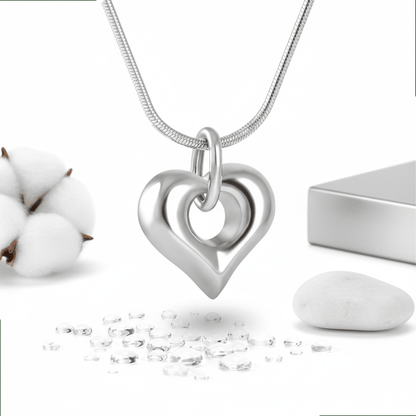 Hartvormig as sieraad met open detail – staal - Aramat Jewels - Gedenkhangers - cadeautip