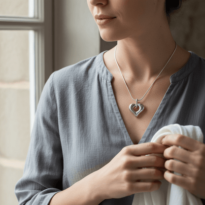 Hartvormig as sieraad met open detail – staal - Aramat Jewels - Gedenkhangers - cadeautip