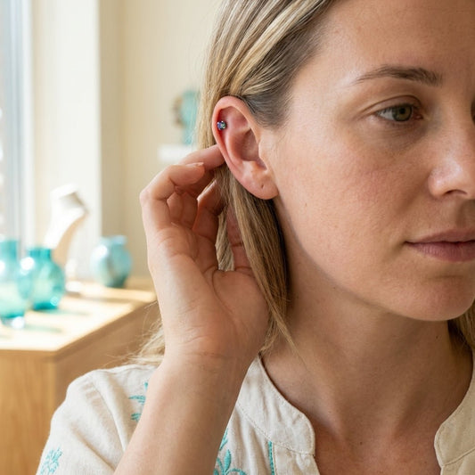 Helix Tragus Piercing Zilver Multikleur Zirkonia 3mm - Aramat Jewels - Piercings - cadeautip