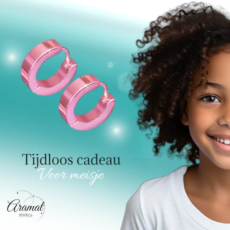 Boucles d'oreilles – Acier inoxydable rose brillant (14 mm)