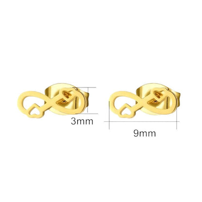 Infinity Oorbellen 9x3mm - Goudkleur - Hartjes & Oneindig Symbool - oor604 - Oorbellen kopen# - 9mm - alles