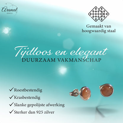 Boucles d'oreilles œil-de-chat en acier 8 mm – Orange/Rouge