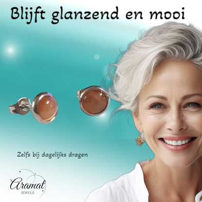 Boucles d'oreilles œil-de-chat en acier 8 mm – Orange/Rouge