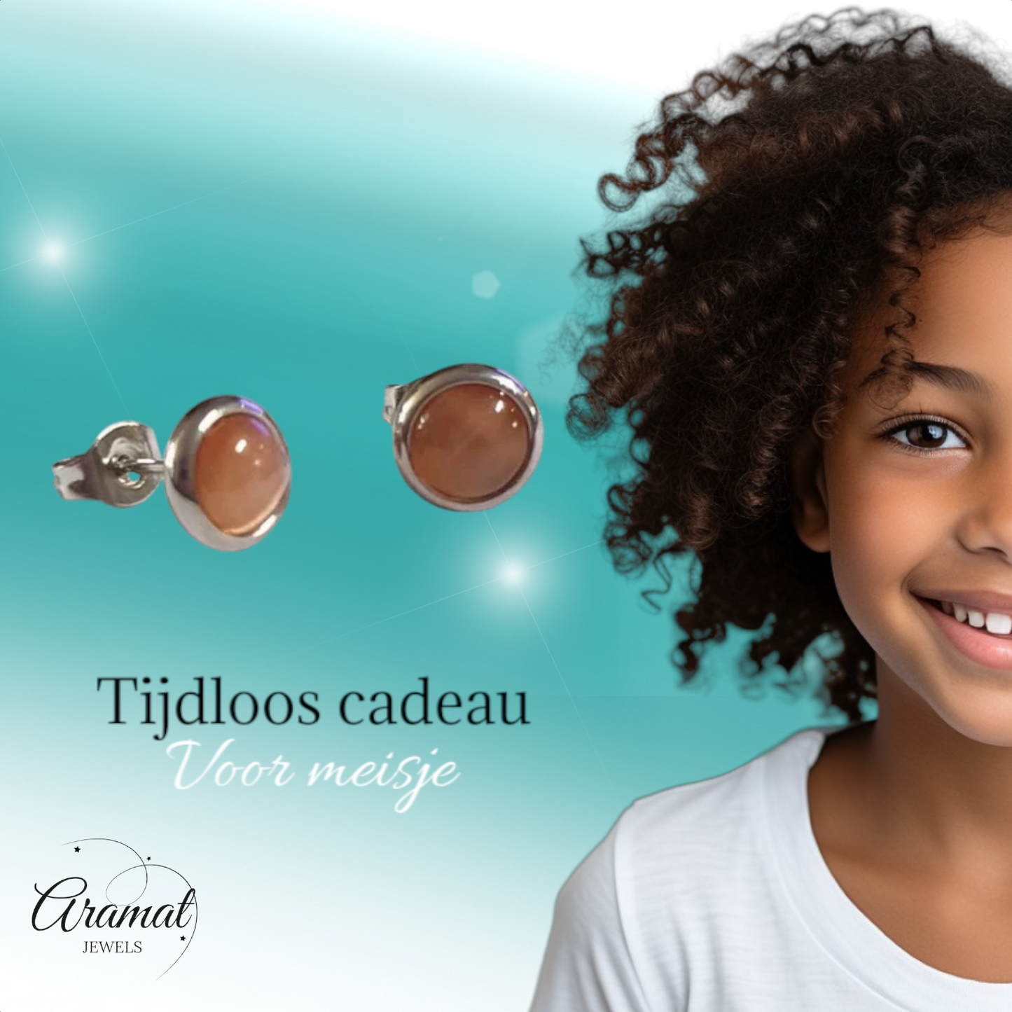 Boucles d'oreilles œil-de-chat en acier 8 mm – Orange/Rouge