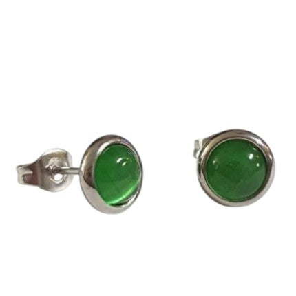 Boucles d'oreilles œil-de-chat en acier 8 mm – Vert
