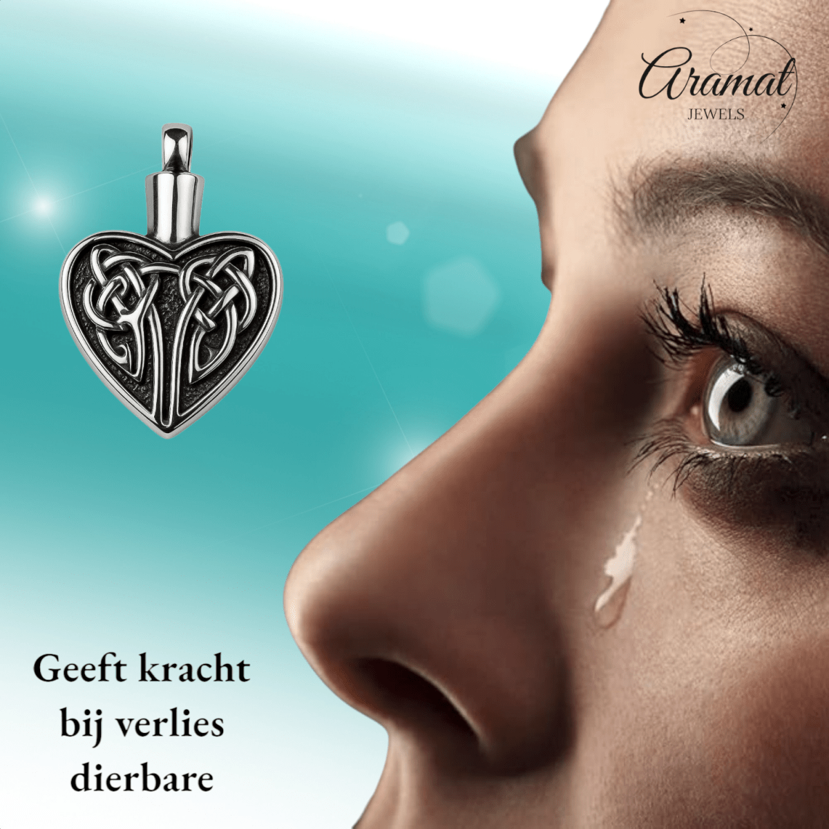 Keltisch as - hart staal met zwarte Keltische knoop - Aramat Jewels - Gedenkhangers - cadeautip