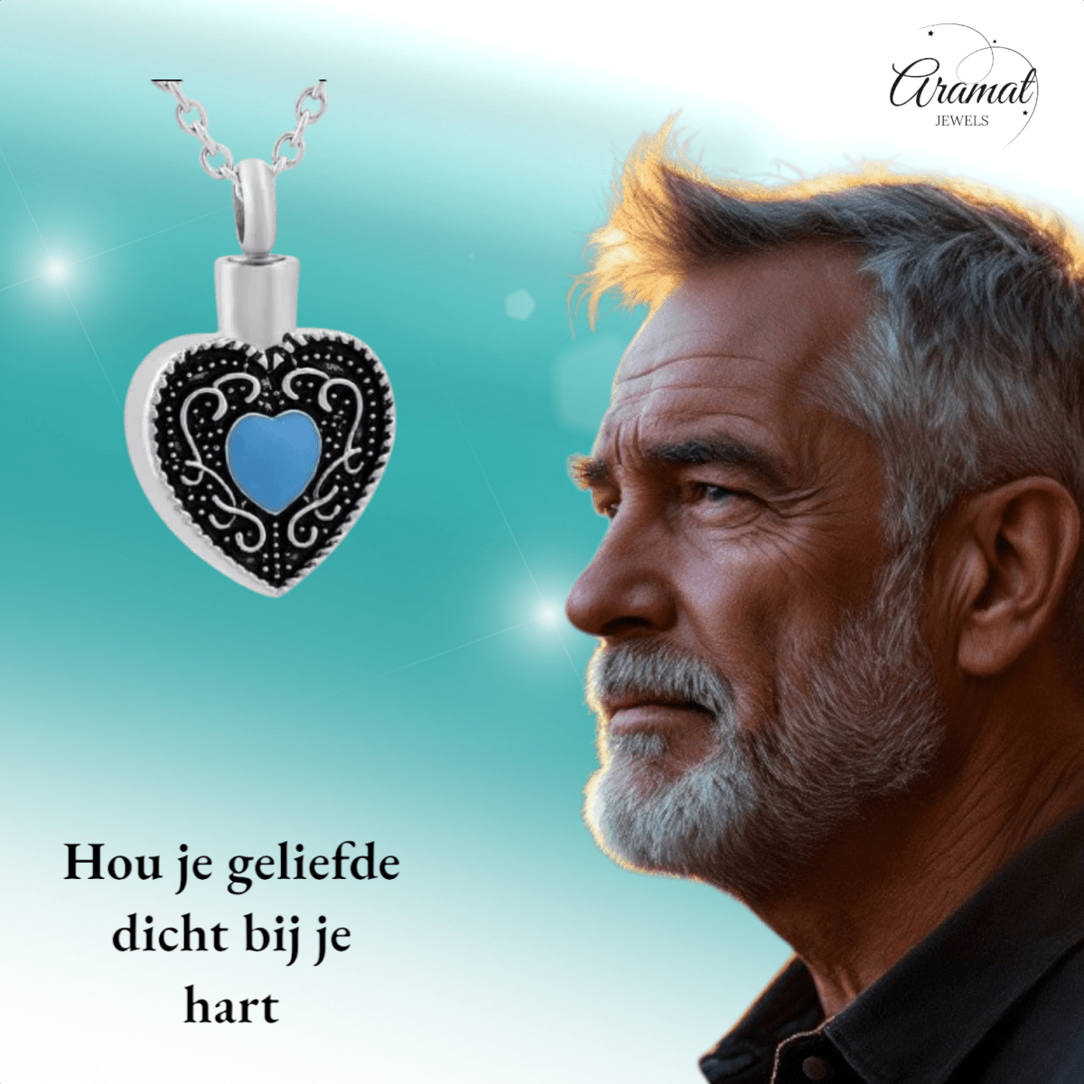 Keltisch hart as - hanger staal blauw emaille 3cm - Aramat Jewels - Gedenkhangers - cadeautip