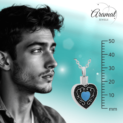 Keltisch hart as - hanger staal blauw emaille 3cm - Aramat Jewels - Gedenkhangers - cadeautip