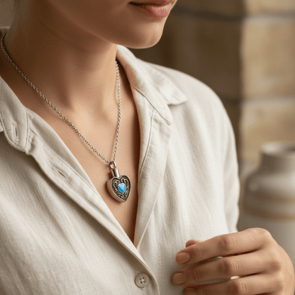 Keltisch hart as - hanger staal blauw emaille 3cm - Aramat Jewels - Gedenkhangers - cadeautip