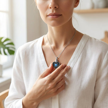 Keltisch hart as - hanger staal blauw emaille 3cm - Aramat Jewels - Gedenkhangers - cadeautip