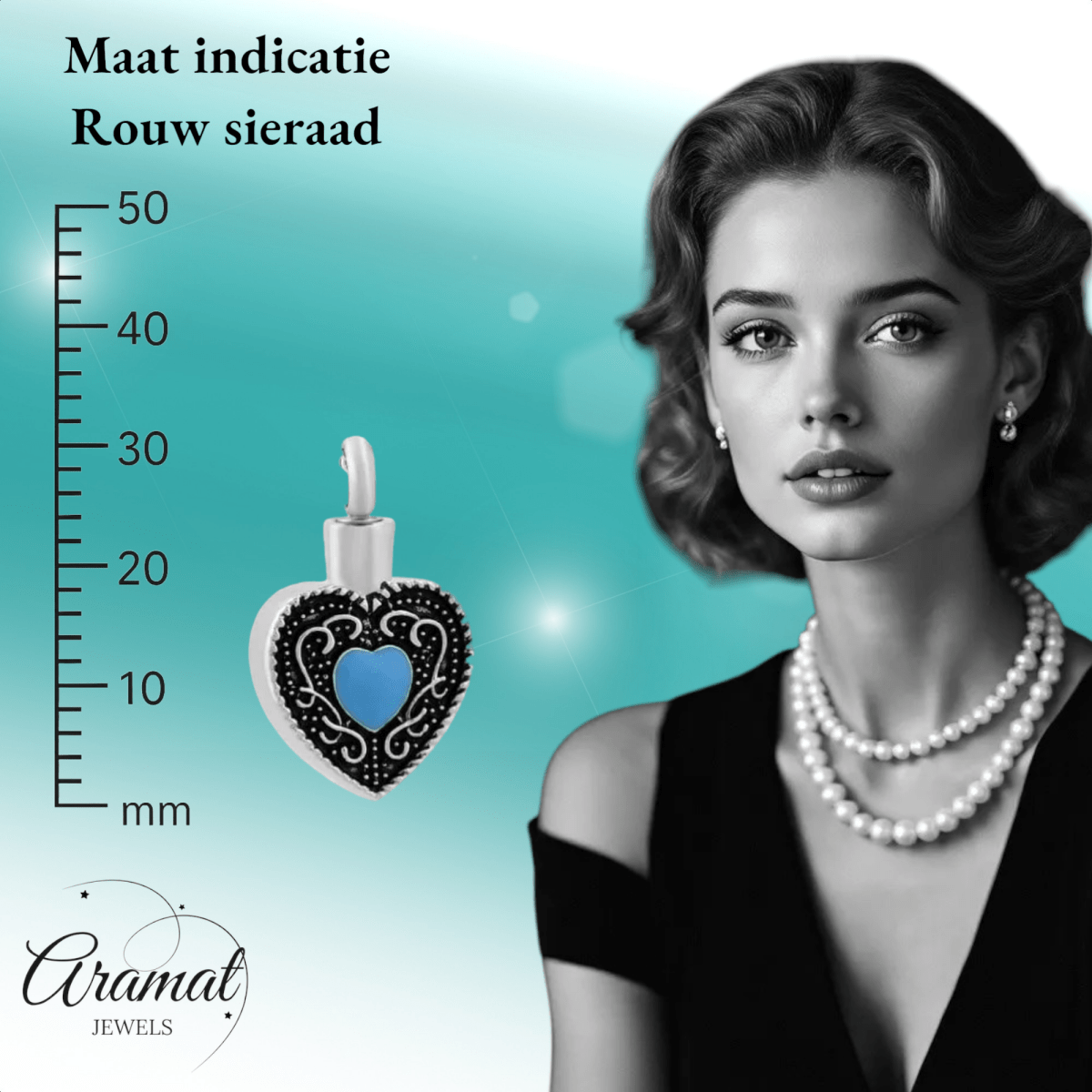 Keltisch hart as - hanger staal blauw emaille 3cm - Aramat Jewels - Gedenkhangers - cadeautip