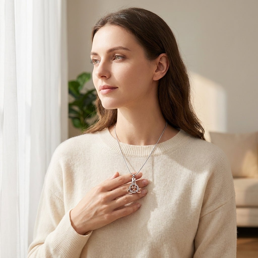 Keltische as - hanger staal triquetra met kristal - Aramat Jewels - Gedenkhangers - cadeautip