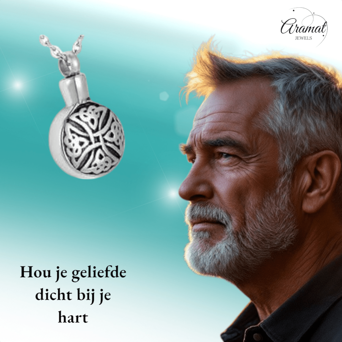 Keltische ronde ashanger staal triquetra zwart - Aramat Jewels - Gedenkhangers - cadeautip