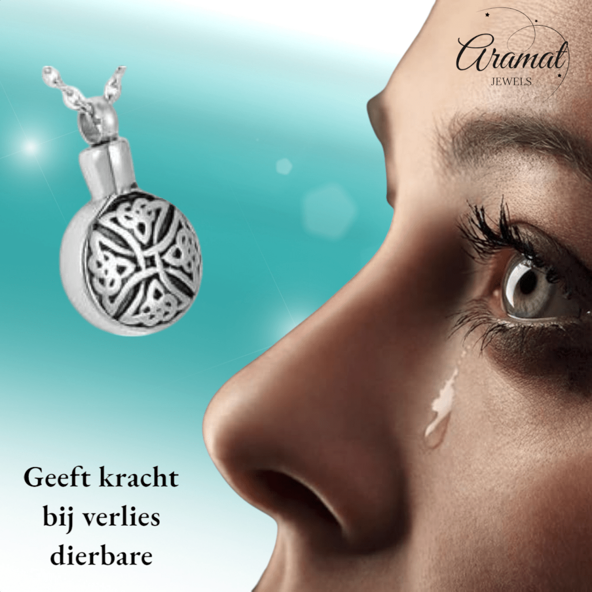 Keltische ronde ashanger staal triquetra zwart - Aramat Jewels - Gedenkhangers - cadeautip