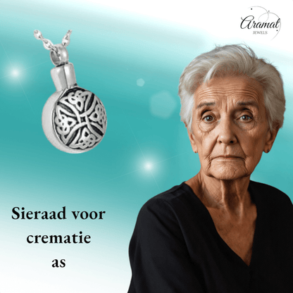 Keltische ronde ashanger staal triquetra zwart - Aramat Jewels - Gedenkhangers - cadeautip