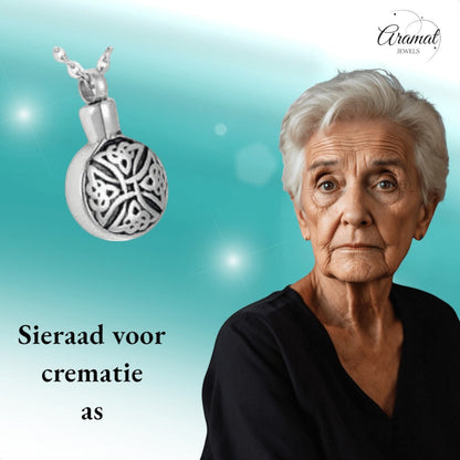 Keltische ronde ashanger staal triquetra zwart - Aramat Jewels - Gedenkhangers - cadeautip