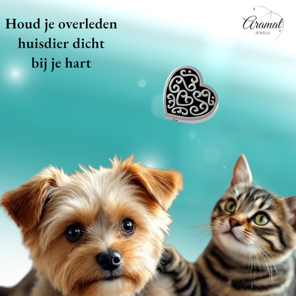 Decorated steel ash heart black enamel 2cm