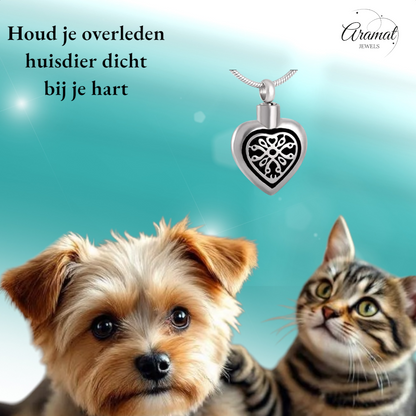 Elegant Celtic ash heart made of steel with black enamel