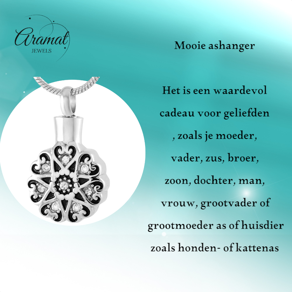 Round Celtic ash pendant steel with zirconia