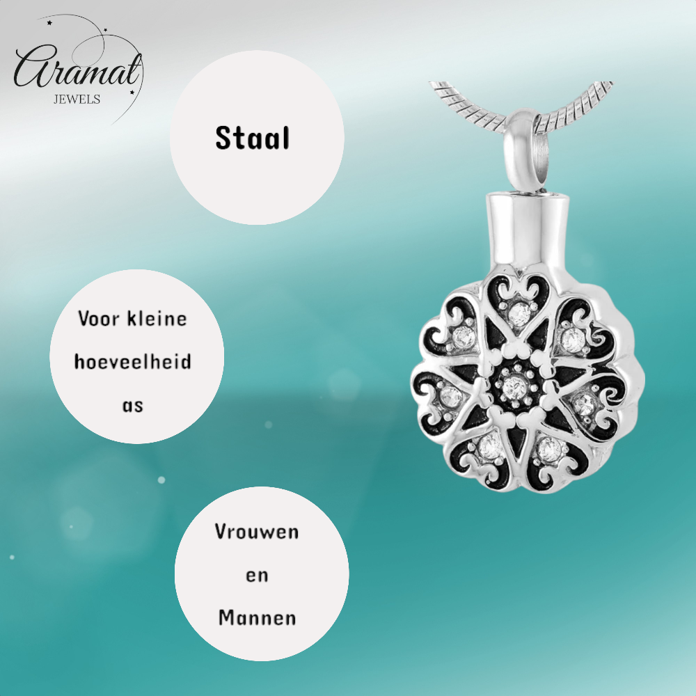 Round Celtic ash pendant steel with zirconia
