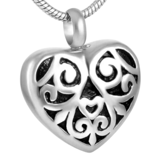 Steel ash heart with black enamel decoration