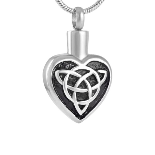 Celtic ash heart steel with black triquetra