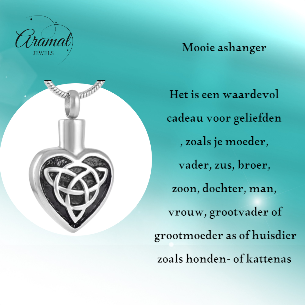 Celtic ash heart steel with black triquetra