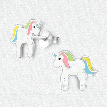 Kinderoorbellen Zilver - Eenhoorn Pastelkleuren - Aramat Jewels - Oorbellen - cadeautip